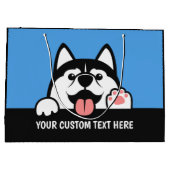 キュートシベリアハスキーカスタム文字 ラージペーパーバッグ (裏面)