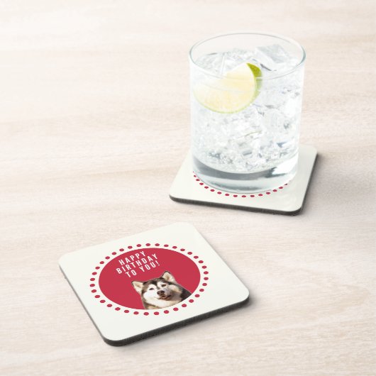 キュートシベリアハスキードッグハッピーバースデー コースター (右側)