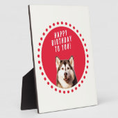 キュートシベリアハスキードッグハッピーバースデー フォトプラーク (側面)