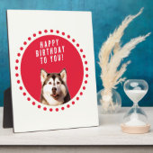 キュートシベリアハスキードッグハッピーバースデー フォトプラーク (側面)