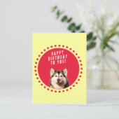 キュートシベリアハスキードッグハッピーバースデー ポストカード (スタンド正面)