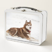 キュートシベリアハスキーポートレート メタルランチボックス (正面)