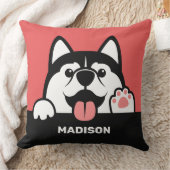 キュートシベリアハスキー名前をカスタムする枕 クッション (ブランケット)