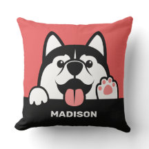 キュートシベリアハスキー名前をカスタムする枕