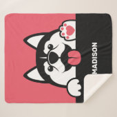 キュートシベリアハスキー名前をカスタムする&カラー シェルパブランケット (正面(横))