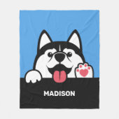 キュートシベリアハスキー名前をカスタムする&カラー フリースブランケット (正面)