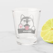 キュートシベリアハスキー名前をカスタムする ショットグラス (裏面)