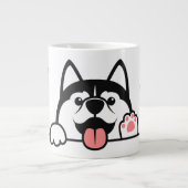 キュートシベリアハスキー名前をカスタムする&文字 ジャンボコーヒーマグカップ (正面)
