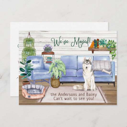 キュートシベリアンハスキーコージーニューホームムーブ 案内ポストカード (正面/裏面)