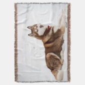 キュートシベリアンハスキーポートレート スローブランケット (正面縦)