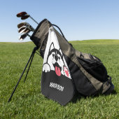 キュートシベリアンハスキー名前をカスタムするゴルフタオル ゴルフタオル (グリーン)