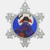 キュートシャイリトルヴァンパイアこうもりムーンパンプキンハロウィーン スノーフレークピューターオーナメント (正面)