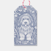 キュートシャギードッグブルーアンドホワイトコテージコア ギフトタグ (正面)