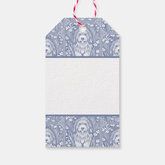 キュートシャギードッグブルーアンドホワイトコテージコア ギフトタグ (裏面)