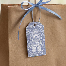 キュートシャギードッグブルーアンドホワイトコテージコア ギフトタグ