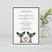 キュートシャムキャッツテールハート結婚式招待状 招待状 (スタンド正面)