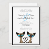 キュートシャムキャッツテールハート結婚式招待状 招待状 (正面/裏面)