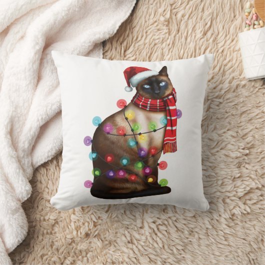 キュートシャム猫好きおもしろいクリスマスホリデーギフト クッション (ブランケット)