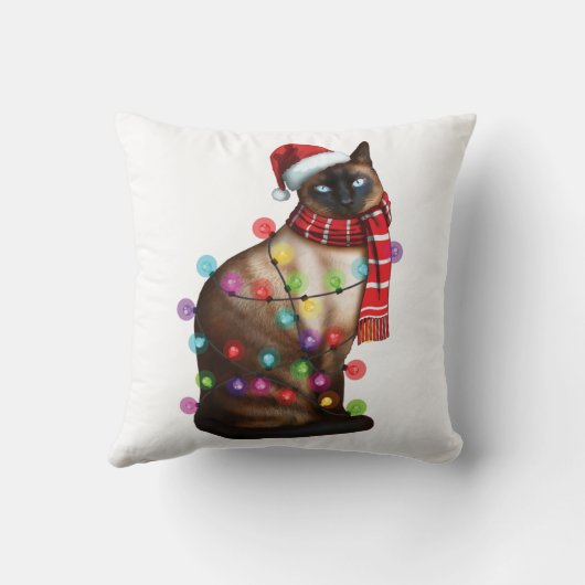 キュートシャム猫好きおもしろいクリスマスホリデーギフト クッション (裏面)