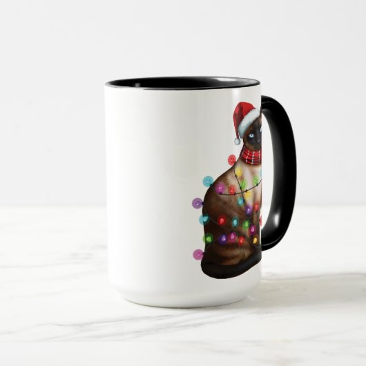 キュートシャム猫好きおもしろいクリスマスホリデーギフト マグカップ (正面右)
