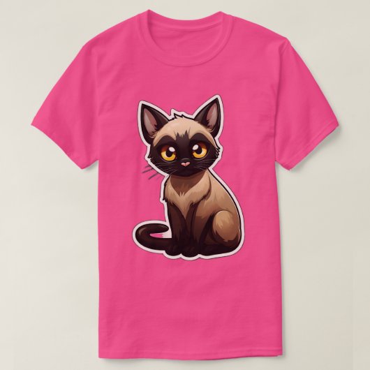 キュートシャム猫好きおもしろいシャム猫4 Tシャツ (デザイン正面)