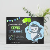 キュートシャークシャルボード子供の誕生日パーティー 招待状 (スタンド正面)