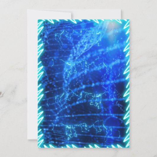 キュートシャークネオングローブループールパーティーボーイズ誕生日 招待状 (裏面)