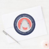 キュートシャークハッピーバースデー ラウンドシール (封筒)