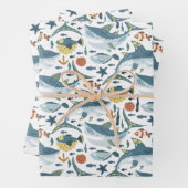 キュートシャークファースト第2スリッド誕生日男の赤ちゃん ラッピングペーパーシート (インサイチュ)