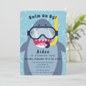 キュートシャークプールパーティー誕生日 招待状 (スタンド正面)
