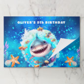 キュートシャークボーイ誕生日ティアウェイ紙ランチョンマット ペーパーパッド (折り畳み)