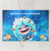 キュートシャークボーイ誕生日ティアウェイ紙ランチョンマット ペーパーパッド (正面)