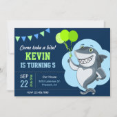 キュートシャーク子供の誕生日パーティの招待状 招待状 (正面)