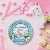キュートシャーク海ハッピーバースデー ペーパープレート (パーティー)