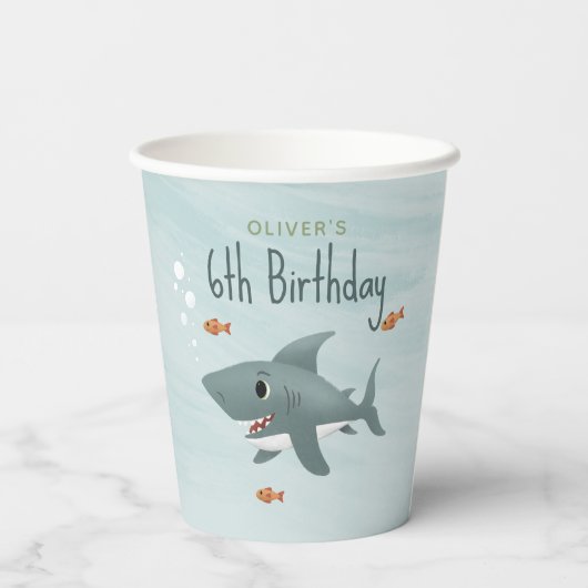 キュートシャーク海誕生日ボーイズ 紙コップ (裏面)