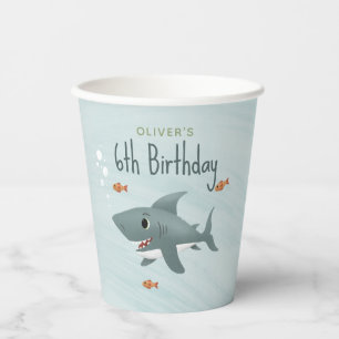 キュートシャーク海誕生日ボーイズ 紙コップ