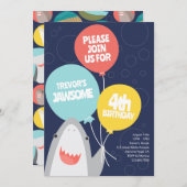 キュートシャーク種子供の誕生日招待状 招待状 (正面/裏面)