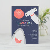 キュートシャーク種子供の誕生日招待状 招待状 (スタンド正面)