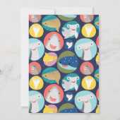 キュートシャーク種子供の誕生日招待状 招待状 (裏面)