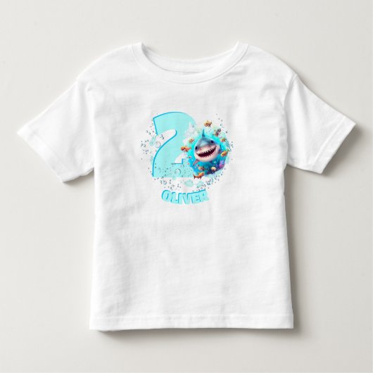 キュートシャーク誕生日カスタムエージボーイ トドラーTシャツ (正面)