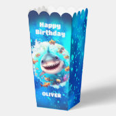 キュートシャーク誕生日パーソナライズされたボーイポップコーン フェイバーボックス (裏面)