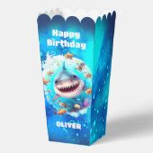 キュートシャーク誕生日パーソナライズされたボーイポップコーン フェイバーボックス (正面)