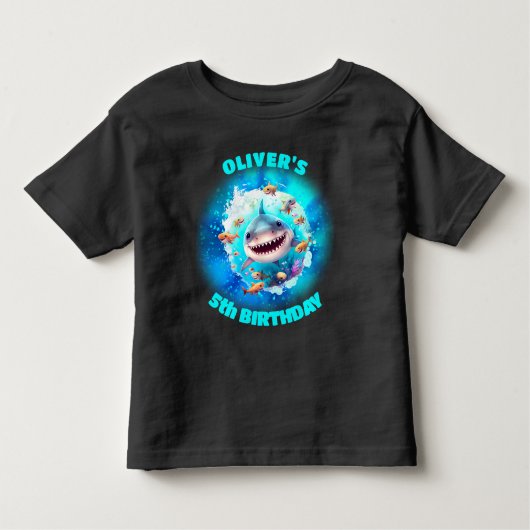 キュートシャーク誕生日パーソナライズされたボーイ トドラーTシャツ (正面)