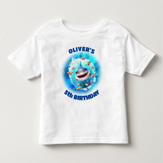 キュートシャーク誕生日パーソナライズされたボーイ トドラーTシャツ (正面)
