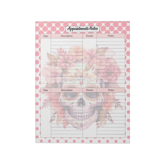 キュートシュガースカルアポイントメントノート ノートパッド (回転)