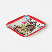 キュートシュガースカル誕生日 ペーパープレート (傾斜あり)