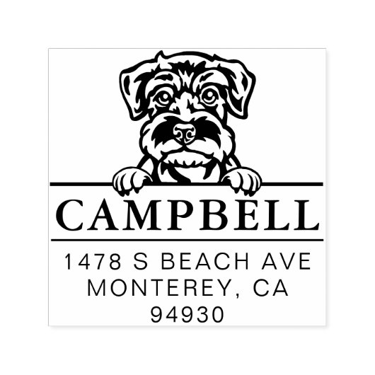 キュートシュナウザーカスタムドッグアドレススタンプ セルフインキングスタンプ (デザイン)