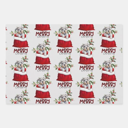 キュートシュナウザーテリアドッグインホリデー抱き枕 ラッピングペーパーシート (正面2)