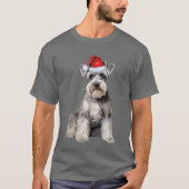 キュートシュナウザー犬好き面白いクリスマス Tシャツ (正面)