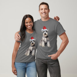 キュートシュナウザー犬好き面白いクリスマス Tシャツ